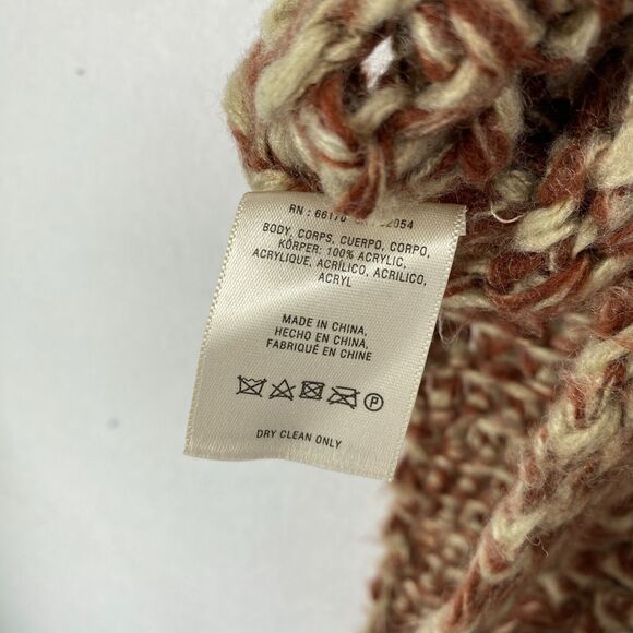 MOTH ANTHROPOLOGIE Sweater PONCHO OS Boho Crochet Oversized Tasseled Brown - Picture 10 of 13